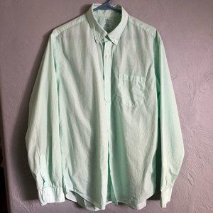 J Crew Men’s long sleeve shirt - Light green & white stripes - Size L